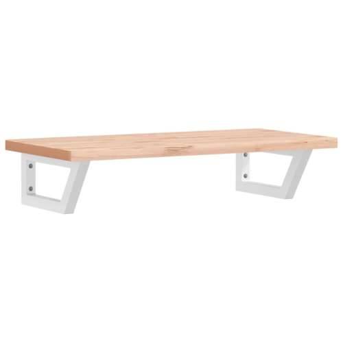 Zidna polica za Lavabo - Umivaonik od čelika i masivne bukovine - Smeđa i bijela 80 x 40 x 2.5 cm 1 Trapez Cijena
