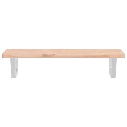 Zidna polica za Lavabo - Umivaonik od čelika i masivne bukovine - Smeđa i bijela 80 x 40 x 2.5 cm 1 Trapez Cijena