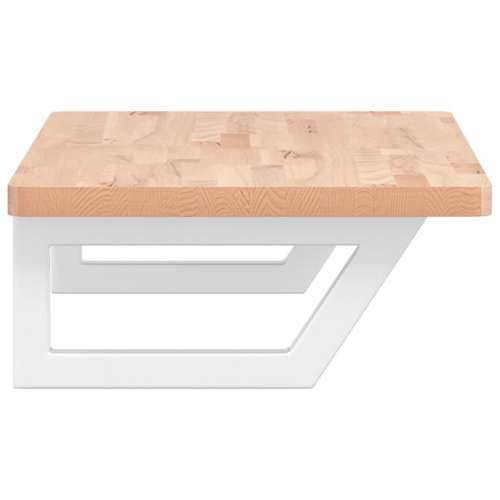 Zidna polica za Lavabo - Umivaonik od čelika i masivne bukovine - Smeđa i bijela 80 x 40 x 2.5 cm 1 Trapez Cijena