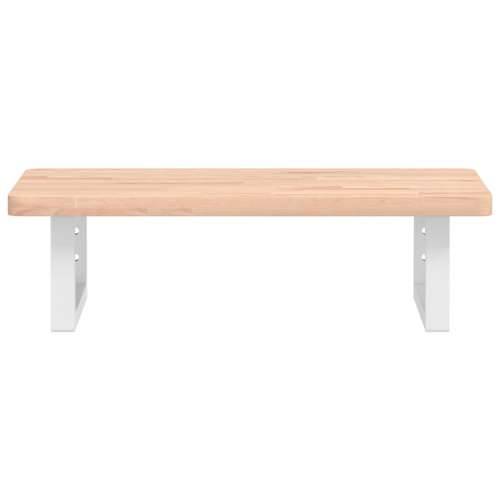 Zidna polica za Lavabo - Umivaonik od čelika i masivne bukovine - Smeđa i bijela 60 x 40 x 2.5 cm 1 Pravokutno Cijena