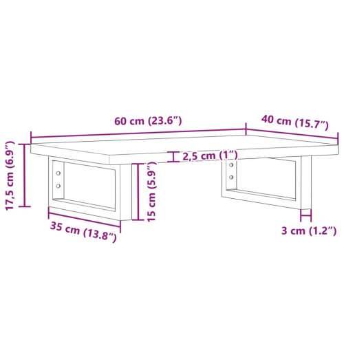 Zidna polica za Lavabo - Umivaonik od čelika i masivne bukovine - Smeđa i bijela 60 x 40 x 2.5 cm 1 Pravokutno Cijena