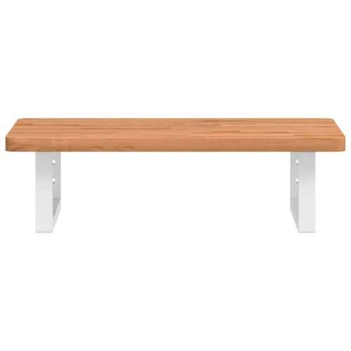 Zidna polica za Lavabo - Umivaonik od čelika i masivne bukovine - tamno smeđe i bijele boje 60 x 40 x 2.5 cm 1 Pravokutno Cijena