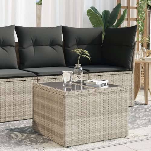 Vrtni stol sa staklenom pločom 55x55x37 cm od poliratana - Svjetlosiva 1 pe rattan Cijena