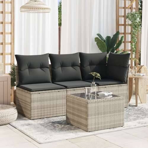 Vrtni stol sa staklenom pločom 55x55x37 cm od poliratana - Svjetlosiva 1 pe rattan Cijena