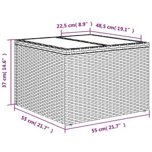 Vrtni stol sa staklenom pločom 55x55x37 cm od poliratana - Svjetlosiva 1 pe rattan Cijena