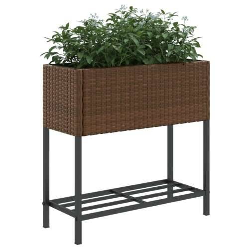 Vrtna sadilica s policom smeđa od poliratana - Smeđa 70 x 28 x 70 cm 1 Cijena