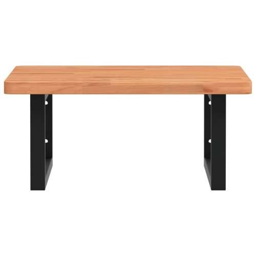 Zidna polica za Lavabo - Umivaonik od čelika i masivne bukovine - tamno smeđa i crna 50 x 50 x 2.5 cm 1 Pravokutno Cijena
