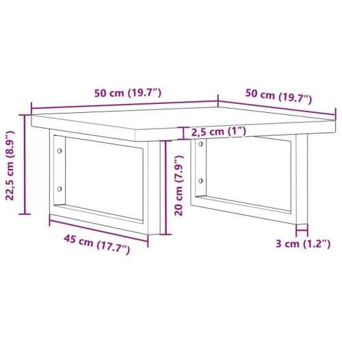 Zidna polica za Lavabo - Umivaonik od čelika i masivne bukovine - tamno smeđa i crna 50 x 50 x 2.5 cm 1 Pravokutno Cijena