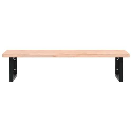 Zidna polica za Lavabo - Umivaonik od čelika i masivne bukovine Smeđa i crna 100 x 50 x 2.5 cm 1 Pravokutno Cijena