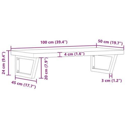 Zidna polica za Lavabo - Umivaonik od čelika i masivne bukovine - Smeđa i bijela 100 x 50 x 4 cm 1 Trapez Cijena