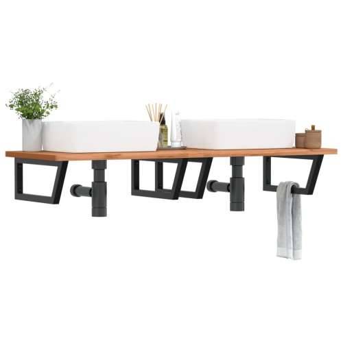 Zidna polica za Lavabo - Umivaonik od čelika i masivne bukovine - Crna 150 x 55 x 2.5 cm 1 Trapez Cijena