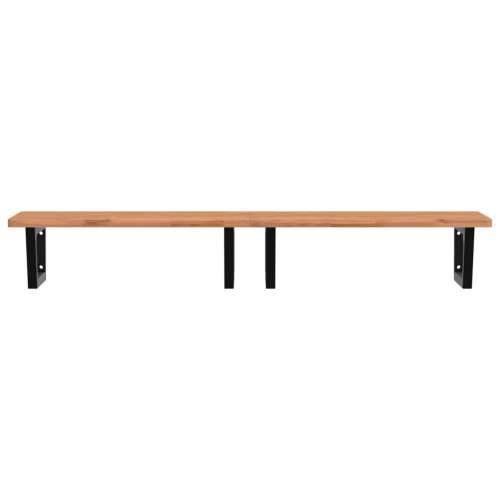 Zidna polica za Lavabo - Umivaonik od čelika i masivne bukovine - Crna 150 x 55 x 2.5 cm 1 Trapez Cijena