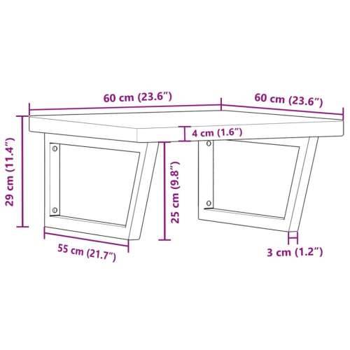 Zidna polica za Lavabo - Umivaonik od čelika i masivne hrastovine - Smeđa i crna 60 x 60 x 4 cm 1 Trapez Cijena