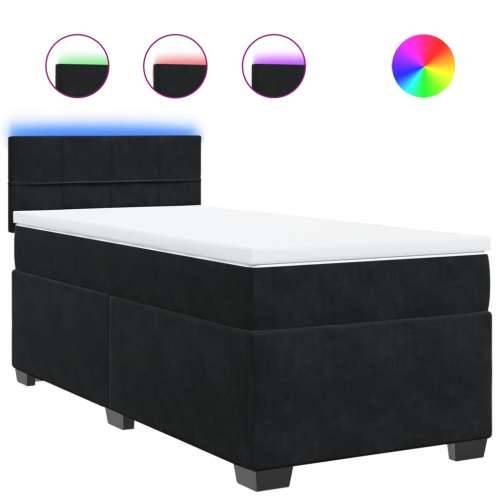 Box spring krevet s madracem crni 80 x 200 cm baršunasti - Crna 80 x 200 cm Blok s kvadratima Cijena