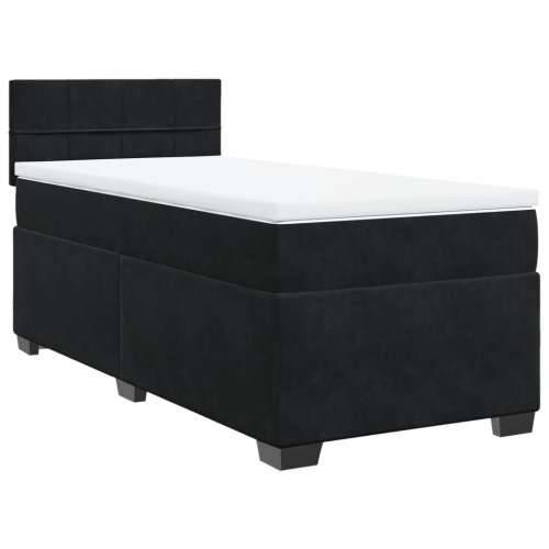 Box spring krevet s madracem crni 80 x 200 cm baršunasti - Crna 80 x 200 cm Blok s kvadratima Cijena
