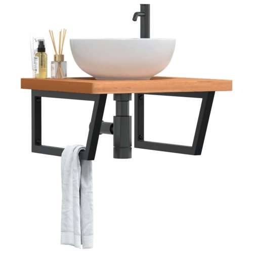 Zidna polica za Lavabo - Umivaonik od čelika i masivne bukovine - tamno smeđa i crna 60 x 60 x 4 cm 1 Trapez Cijena