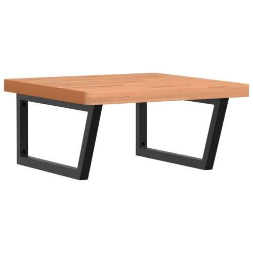 Zidna polica za Lavabo - Umivaonik od čelika i masivne bukovine - tamno smeđa i crna 60 x 60 x 4 cm 1 Trapez Cijena