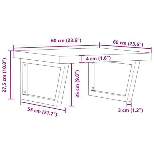 Zidna polica za Lavabo - Umivaonik od čelika i masivne bukovine - tamno smeđa i crna 60 x 60 x 4 cm 1 Trapez Cijena