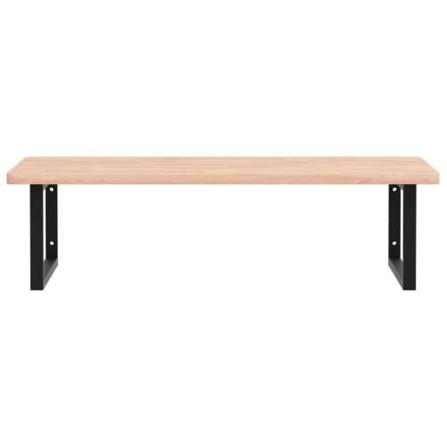 Zidna polica za Lavabo - Umivaonik od čelika i masivne bukovine Smeđa i crna 100 x 60 x 2.5 cm 1 Pravokutno Cijena