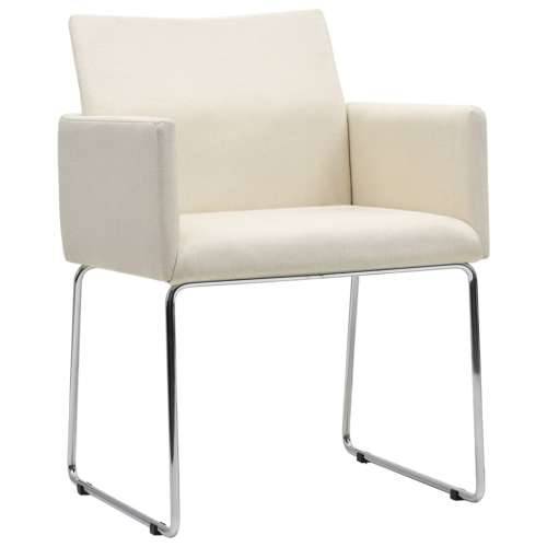 Blagovaonske stolice od tkanine 2 kom s izgledom platna bijele Cijena