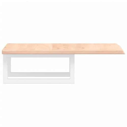 Zidna polica za Lavabo - Umivaonik od čelika i masivne hrastovine - Smeđa i bijela 40 x 60 x 2 cm 1 Pravokutno Cijena