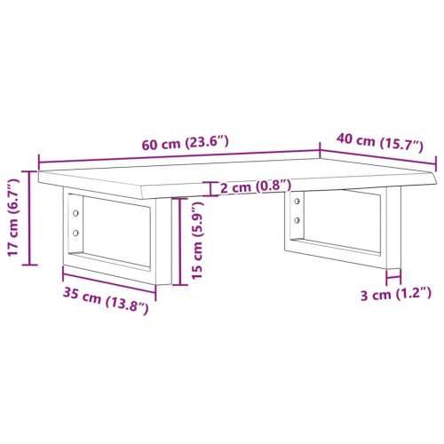 Zidna polica za Lavabo - Umivaonik od čelika i masivne hrastovine - svijetlo smeđa i bijela 60 x 40 x 2 cm 1 Pravokutno Cijena