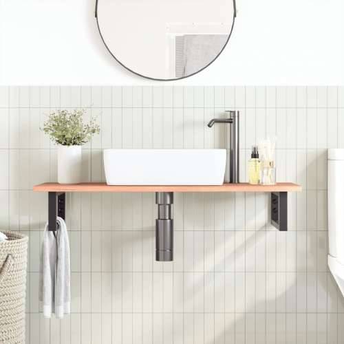 Zidna polica za Lavabo - Umivaonik od čelika i masivne hrastovine - svijetlo smeđa i crna 100 x 40 x 2 cm 1 Pravokutno Cijena