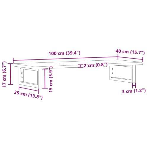 Zidna polica za Lavabo - Umivaonik od čelika i masivne hrastovine - svijetlo smeđa i crna 100 x 40 x 2 cm 1 Pravokutno Cijena