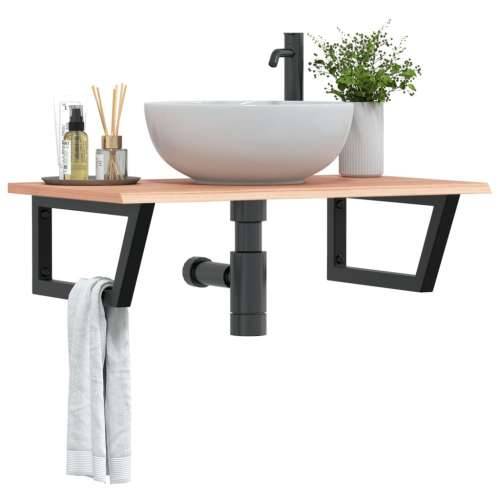 Zidna polica za Lavabo - Umivaonik od čelika i masivne hrastovine - svijetlo smeđa i crna 80 x 50 x 2 cm 1 Trapez Cijena