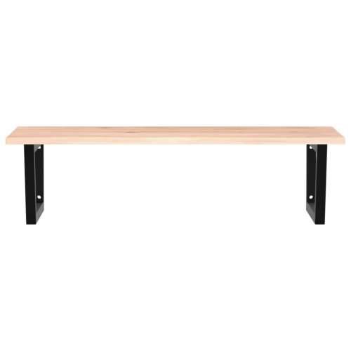 Zidna polica za Lavabo - Umivaonik od čelika i masivne hrastovine Smeđa i crna 100 x 60 x 2 cm 1 Trapez Cijena