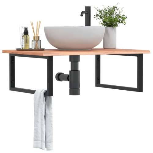 Zidna polica za Lavabo - Umivaonik od čelika i masivne hrastovine - svijetlo smeđa i crna 80 x 60 x 2 cm 1 Pravokutno Cijena