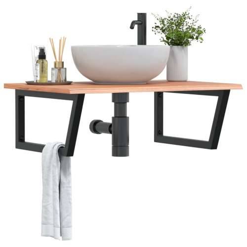 Zidna polica za Lavabo - Umivaonik od čelika i masivne hrastovine - svijetlo smeđa i crna 80 x 60 x 2 cm 1 Trapez Cijena