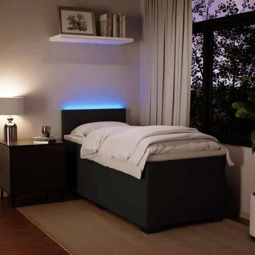 Krevet box spring s madracem crni za jednu osobu baršunasti - Tamno siva jedna veličina Gladak dizajn Cijena