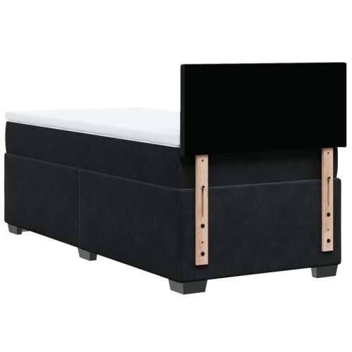 Krevet box spring s madracem crni za jednu osobu baršunasti - Tamno siva jedna veličina Gladak dizajn Cijena