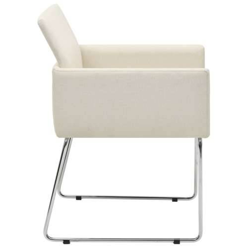 Blagovaonske stolice od tkanine 4 kom s izgledom platna bijele Cijena