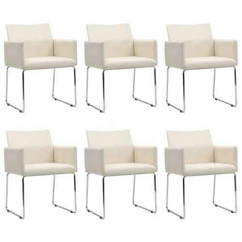 Blagovaonske stolice od tkanine 6 kom s izgledom platna bijele