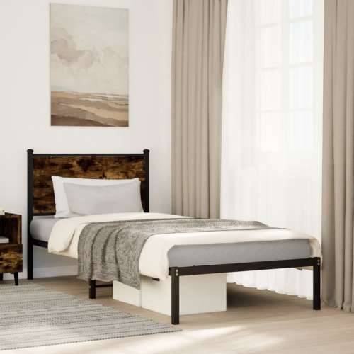 Metalni okvir kreveta bez madraca boja hrasta 75x190 cm - Dimljeni hrast 75 x 190 cm s uzglavljem Cijena