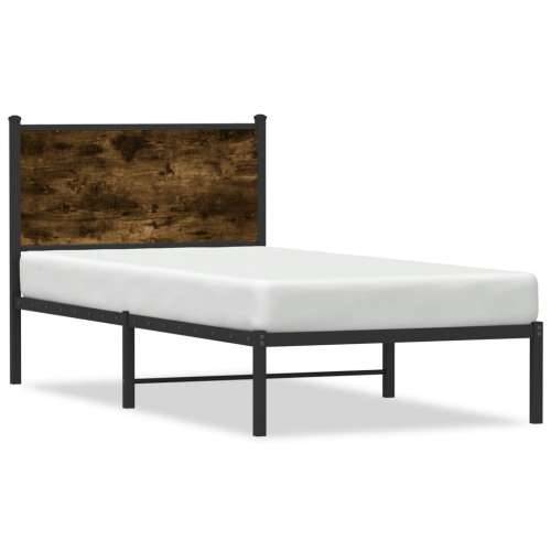 Metalni okvir kreveta bez madraca boja hrasta 75x190 cm - Dimljeni hrast 75 x 190 cm s uzglavljem Cijena