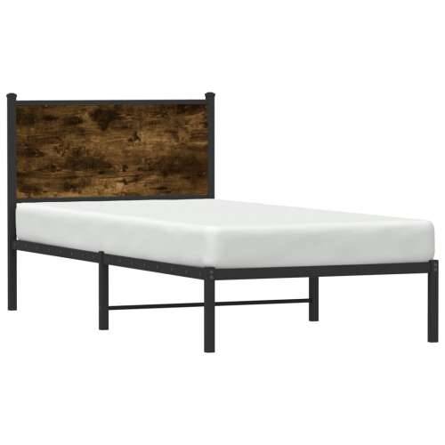 Metalni okvir kreveta bez madraca boja hrasta 90x200 cm - Dimljeni hrast 90 x 200 cm s uzglavljem Cijena