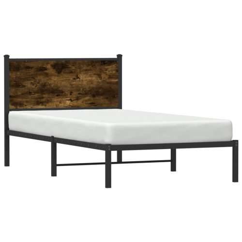 Metalni okvir kreveta bez madraca boja hrasta 100x200 cm - Dimljeni hrast 100 x 200 cm s uzglavljem Cijena