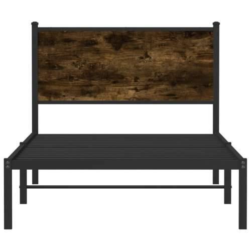 Metalni okvir kreveta bez madraca boja hrasta 100x200 cm - Dimljeni hrast 100 x 200 cm s uzglavljem Cijena