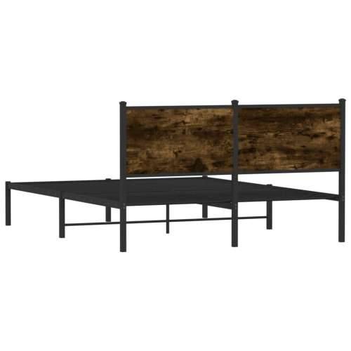 Metalni okvir kreveta bez madraca boja hrasta 150 x 200 cm - Dimljeni hrast 150 x 200 cm s uzglavljem Cijena