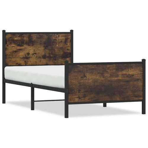 Metalni okvir kreveta bez madraca boja hrasta 80x200 cm - Dimljeni hrast 80 x 200 cm s uzglavljem i podnožjem Cijena
