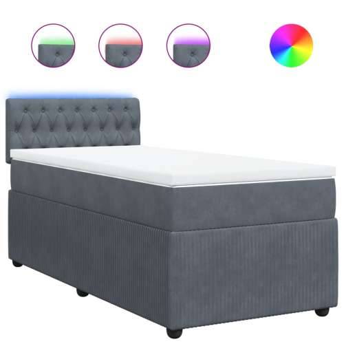 Box spring krevet s madracem tamnosivi 80 x 200 cm baršunasti - Tamno siva 80 x 200 cm Dizajn s gumbima Cijena