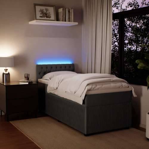 Box spring krevet s madracem tamnosivi 80 x 200 cm baršunasti - Tamno siva 80 x 200 cm Dizajn s gumbima Cijena