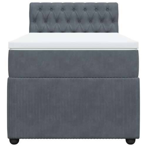 Box spring krevet s madracem tamnosivi 80 x 200 cm baršunasti - Tamno siva 80 x 200 cm Dizajn s gumbima Cijena