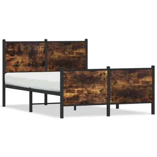 Metalni okvir kreveta bez madraca boja hrasta 120x200 cm - Dimljeni hrast 120 x 200 cm s uzglavljem i podnožjem Cijena