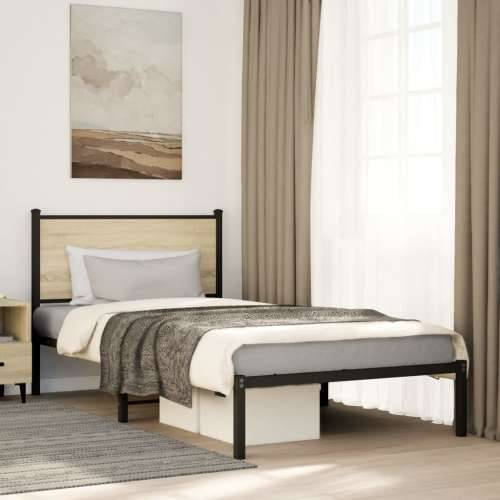 Metalni okvir kreveta bez madraca boja hrasta sonome 100x190 cm - sonoma hrast 100 x 190 cm s uzglavljem Cijena