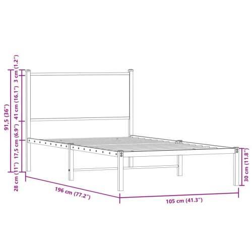 Metalni okvir kreveta bez madraca boja hrasta sonome 100x190 cm - sonoma hrast 100 x 190 cm s uzglavljem Cijena