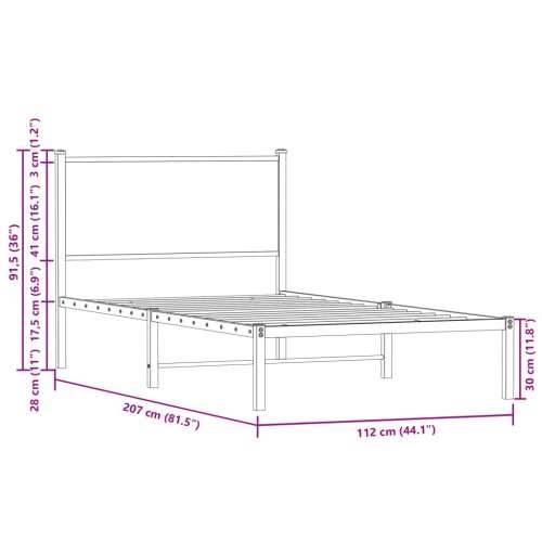 Metalni okvir kreveta bez madraca boja hrasta sonome 107x203 cm - sonoma hrast 107 x 203 cm s uzglavljem Cijena